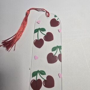 Cherry Heart Bookmark with Red Tassel